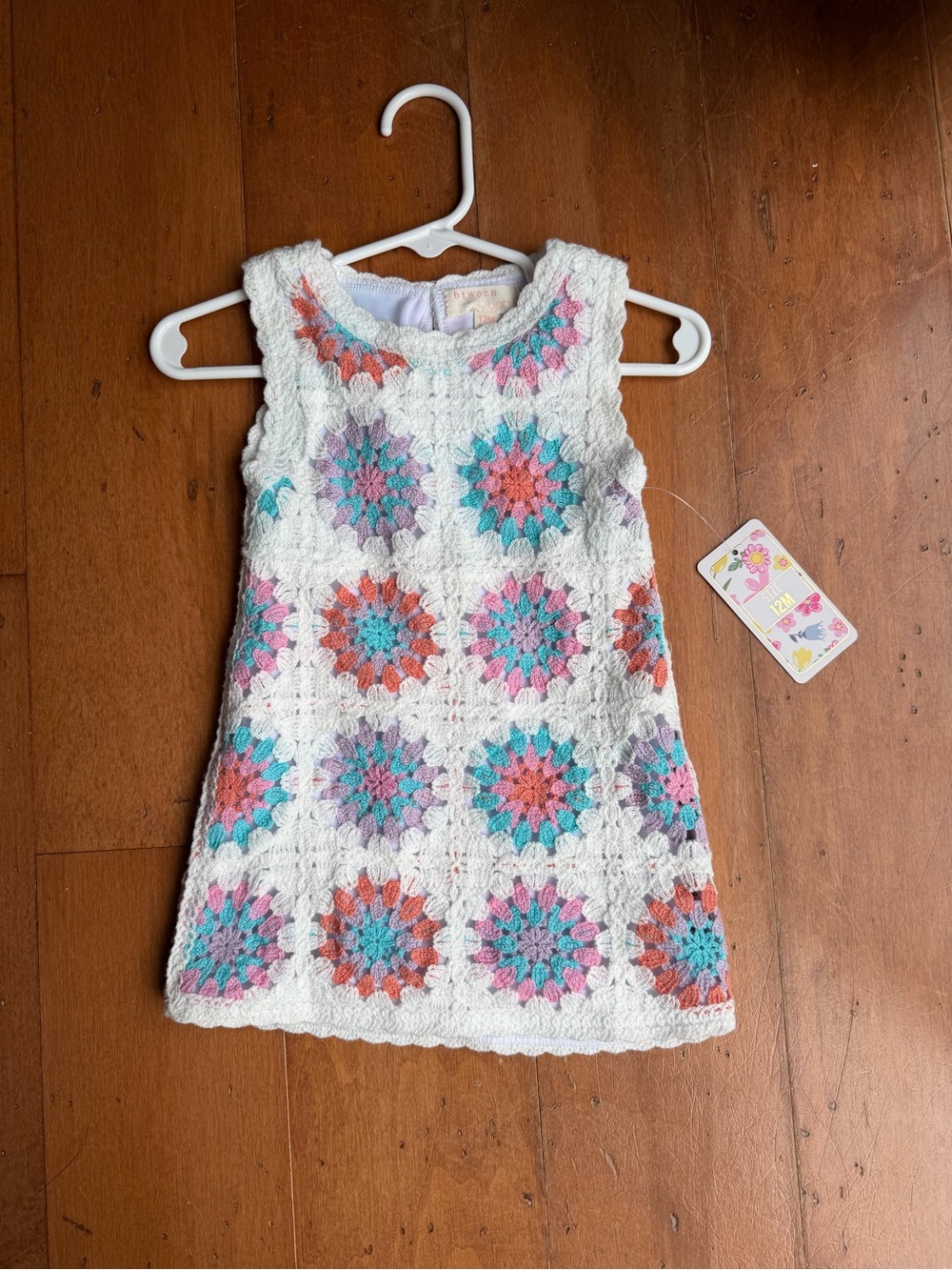 btween Girls White Crochet Dress Pink Turquoise Coral | Summer Beach